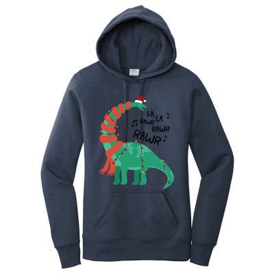 Christmas Dinosaur Brontosaurus Singing Fa Ra Rawr Xmas Gift Women's Pullover Hoodie