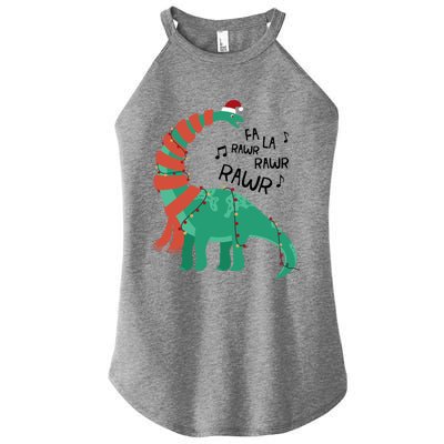 Christmas Dinosaur Brontosaurus Singing Fa Ra Rawr Xmas Gift Women’s Perfect Tri Rocker Tank