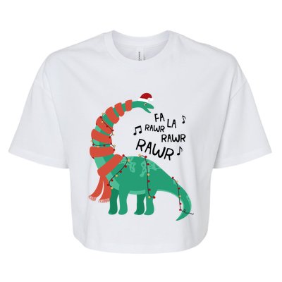 Christmas Dinosaur Brontosaurus Singing Fa Ra Rawr Xmas Gift Bella+Canvas Jersey Crop Tee