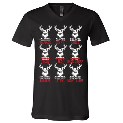 Christmas Deer Bow Hunting Santa Hunter V-Neck T-Shirt