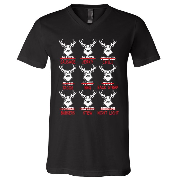 Christmas Deer Bow Hunting Santa Hunter V-Neck T-Shirt