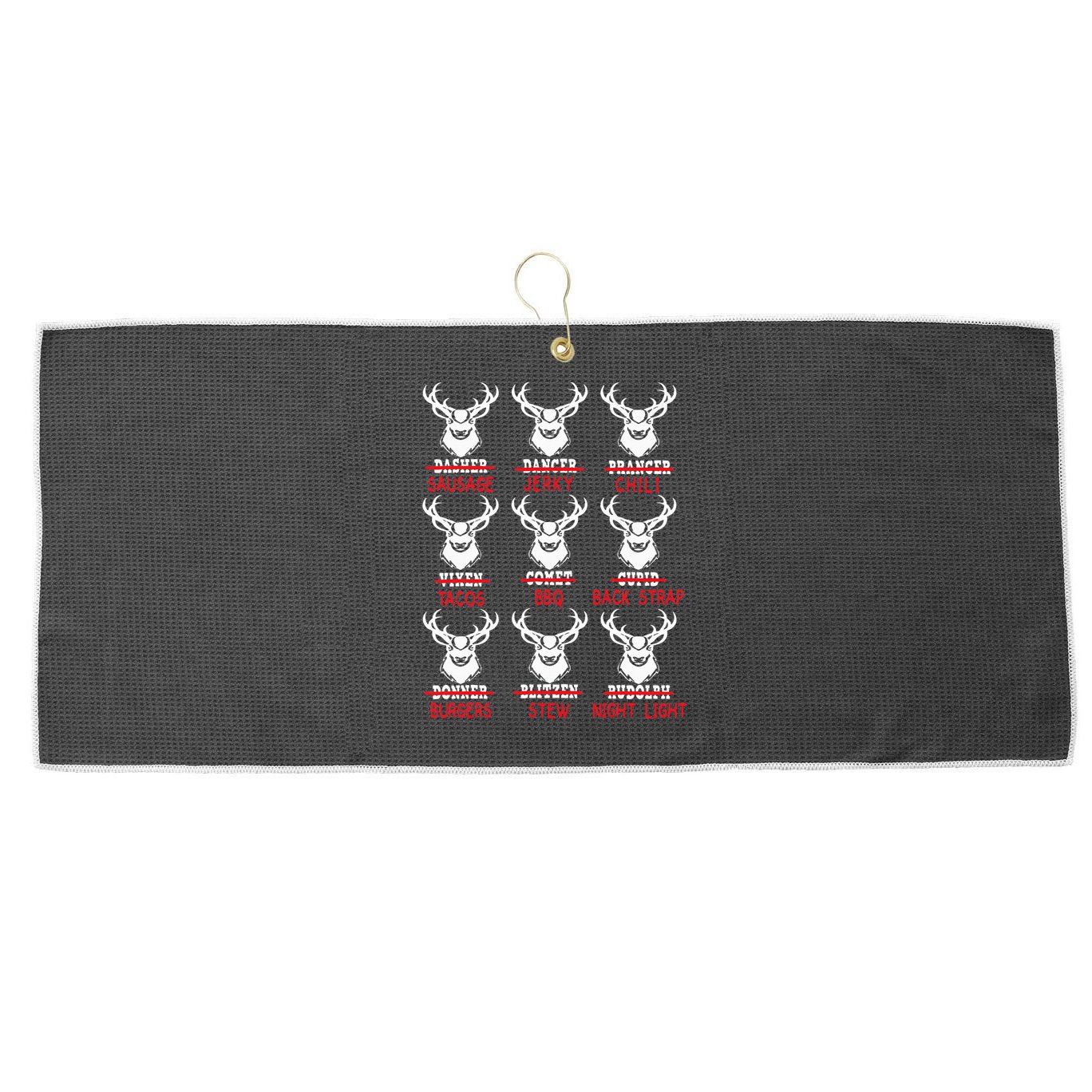 Christmas Deer Bow Hunting Santa Hunter Large Microfiber Waffle Golf Towel