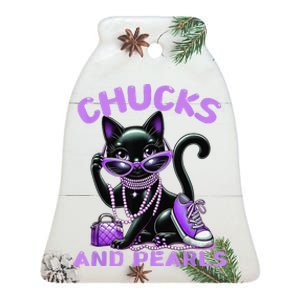 Cute Design Beautiful Black Cat Chucks And Pearls Fashion Ceramic Bell Ornament