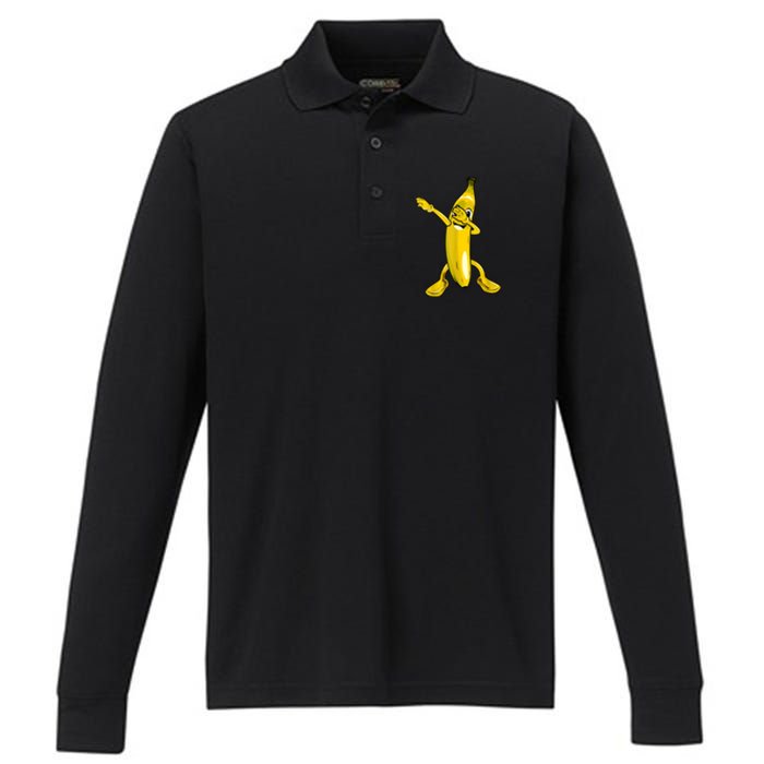 Cool Dab Banana Is Dabbing | Cute Dab Fruit Lover Performance Long Sleeve Polo