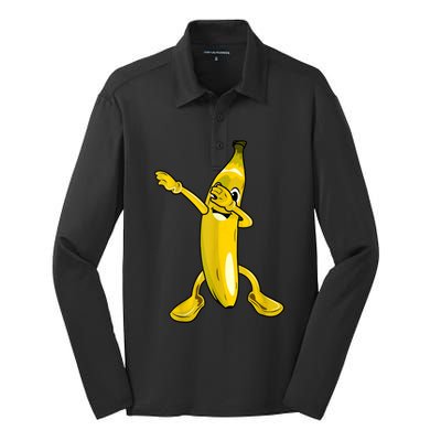 Cool Dab Banana Is Dabbing | Cute Dab Fruit Lover Silk Touch Performance Long Sleeve Polo