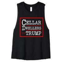 Cellar Dwellers Basement Dwellers For Trump For President Women's Racerback Cropped Tank