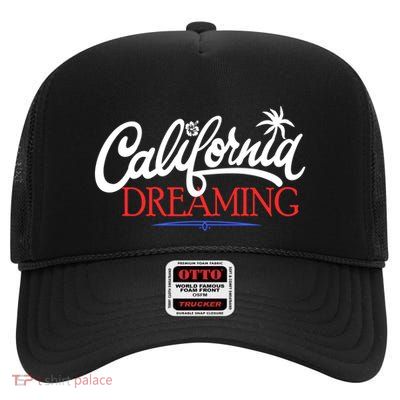 California Dreaming Beaches Surf Vacation High Crown Mesh Back Trucker Hat