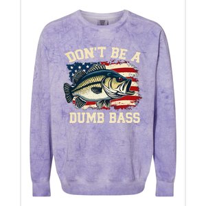 Classic DonT Be A Dumb Bass Funny Fishing Usa Flag Gift Colorblast Crewneck Sweatshirt