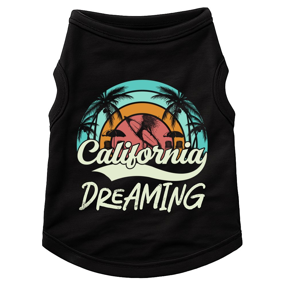 California Dreaming Beach Palm Tree Summer Vacation Surfers Great Gift Doggie Tank