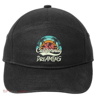 California Dreaming Beach Palm Tree Summer Vacation Surfers Great Gift 7-Panel Snapback Hat