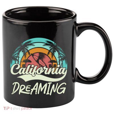 California Dreaming Beach Palm Tree Summer Vacation Surfers Great Gift 11oz C Handle Ceramic Mug