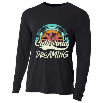 California Dreaming Beach Palm Tree Summer Vacation Surfers Great Gift Cooling Performance Long Sleeve Crew