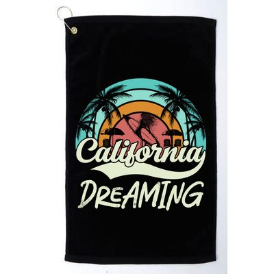 California Dreaming Beach Palm Tree Summer Vacation Surfers Great Gift Golf Towel