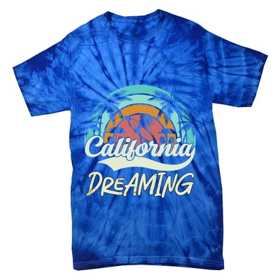 California Dreaming Beach Palm Tree Summer Vacation Surfers Great Gift Tie-Dye T-Shirt