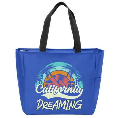 California Dreaming Beach Palm Tree Summer Vacation Surfers Great Gift Zip Tote Bag