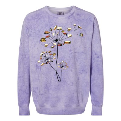 Cute Dandelion Books Flower Fly Reading Fan Club Gift Colorblast Crewneck Sweatshirt