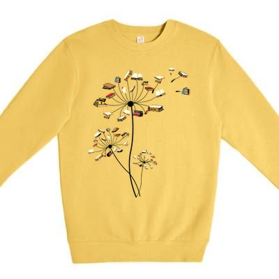 Cute Dandelion Books Flower Fly Reading Fan Club Gift Premium Crewneck Sweatshirt