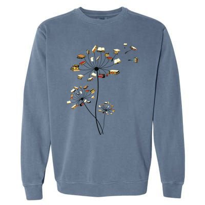 Cute Dandelion Books Flower Fly Reading Fan Club Gift Garment-Dyed Sweatshirt