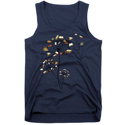 Cute Dandelion Books Flower Fly Reading Fan Club Gift Tank Top