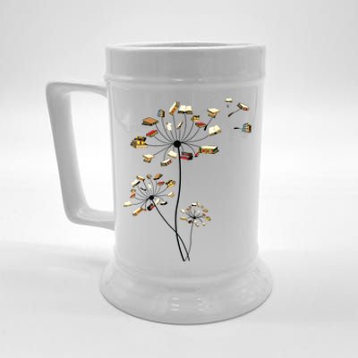 Cute Dandelion Books Flower Fly Reading Fan Club Gift Beer Stein