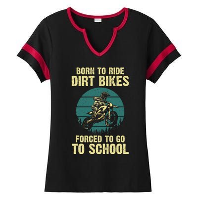 Cute Dirt Bike Art For Wo Motorcycle Dirtbike Racing  Ladies Halftime Notch Neck Tee