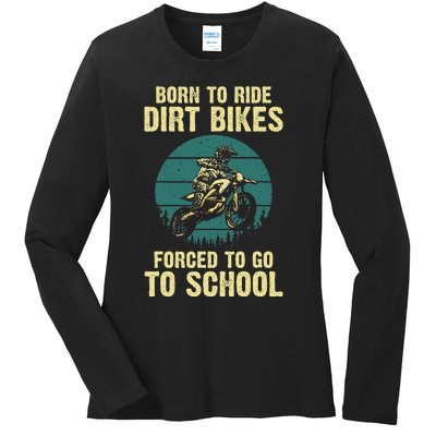 Cute Dirt Bike Art For Wo Motorcycle Dirtbike Racing  Ladies Long Sleeve Shirt