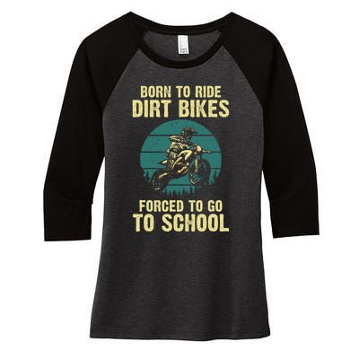 Cute Dirt Bike Art For Wo Motorcycle Dirtbike Racing  Women's Tri-Blend 3/4-Sleeve Raglan Shirt