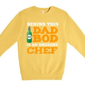 Chef Dad Bod Funny Fathers Gift For Birthday Christmas Gift Premium Crewneck Sweatshirt