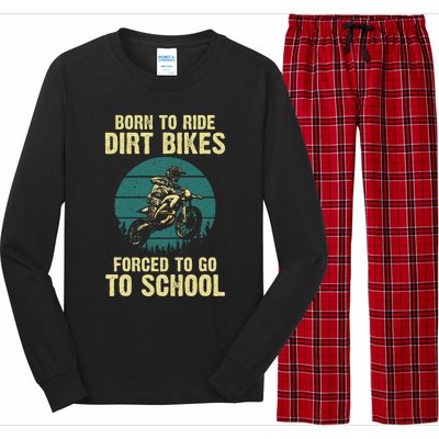 Cute Dirt Bike Art For Motorcycle Dirtbike Racing Long Sleeve Pajama Set