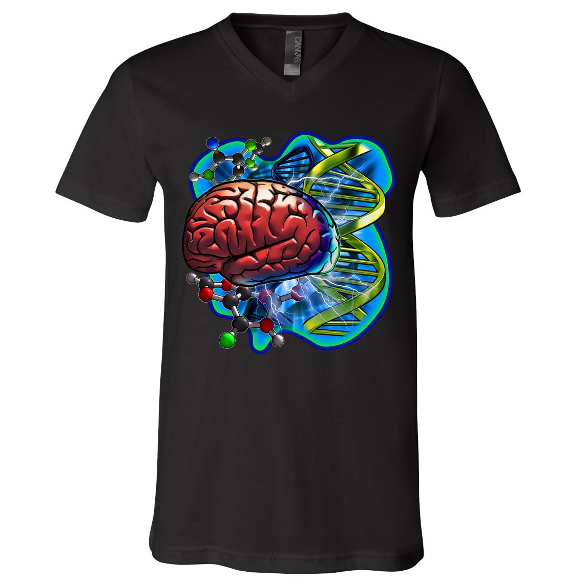 Cool DNA Brain V-Neck T-Shirt