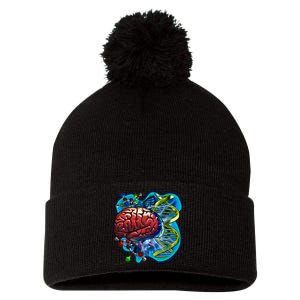 Cool DNA Brain Pom Pom 12in Knit Beanie