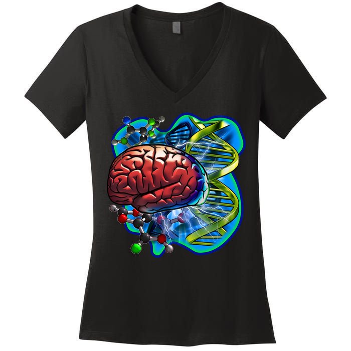 Cool DNA Brain Women's V-Neck T-Shirt