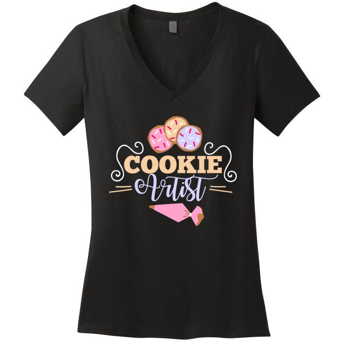 Cookie Decorator Baker Design For Cookie Cutter Fans Women's V-Neck T-Shirt