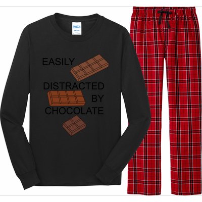 Chocolatier Distracted By Chocolate Funny Quote Gift Long Sleeve Pajama Set