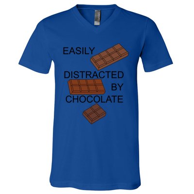 Chocolatier Distracted By Chocolate Funny Quote Gift V-Neck T-Shirt