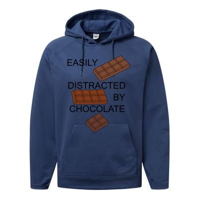 Chocolatier Distracted By Chocolate Funny Quote Gift Performance Fleece Hoodie