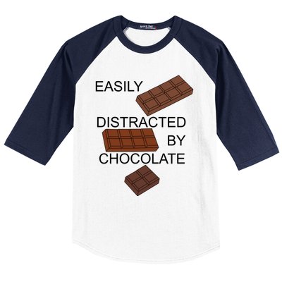 Chocolatier Distracted By Chocolate Funny Quote Gift Baseball Sleeve Shirt