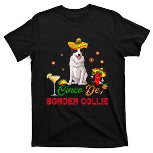 Cinco De Border Collie Cinco De Mayo Mexican Dog Sombrero T-Shirt