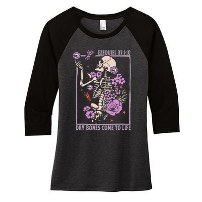 Christian Dry Bones Come To Life Gift Women's Tri-Blend 3/4-Sleeve Raglan Shirt