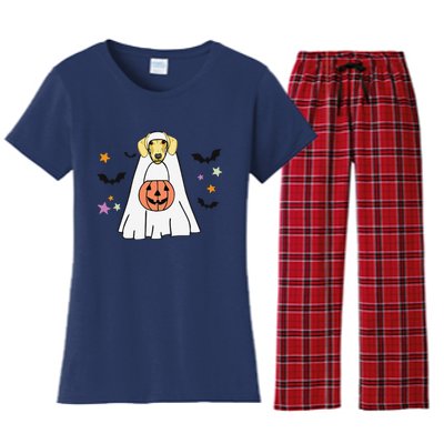 Cream Dachshund Boo Ghost Dog Lover Halloween Women's Flannel Pajama Set