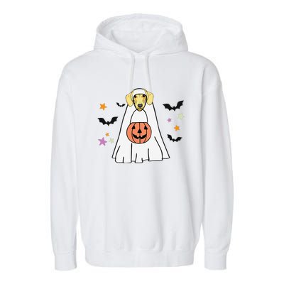 Cream Dachshund Boo Ghost Dog Lover Halloween Garment-Dyed Fleece Hoodie