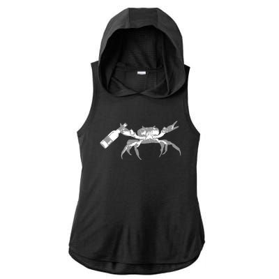 Crab Drinking Beer Ladies PosiCharge Tri-Blend Wicking Draft Hoodie Tank