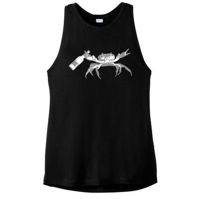 Crab Drinking Beer Ladies PosiCharge Tri-Blend Wicking Tank