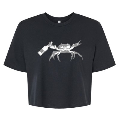 Crab Drinking Beer Bella+Canvas Jersey Crop Tee