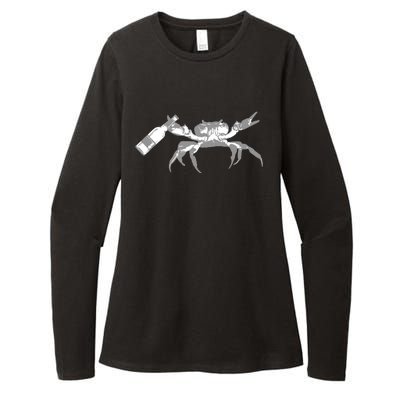 Crab Drinking Beer Womens CVC Long Sleeve Shirt