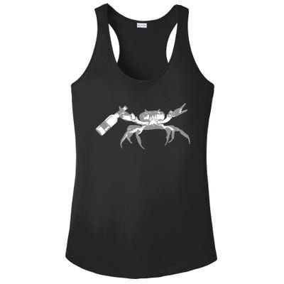 Crab Drinking Beer Ladies PosiCharge Competitor Racerback Tank