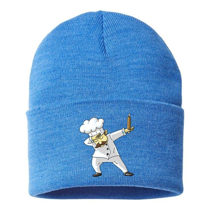 Cute Dabbing Chef Funny Dab Dance Pastry Cook Food Gift Sustainable Knit Beanie