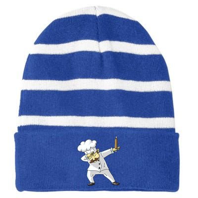 Cute Dabbing Chef Funny Dab Dance Pastry Cook Food Gift Striped Beanie with Solid Band