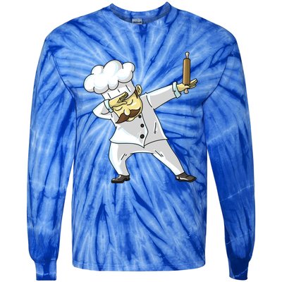 Cute Dabbing Chef Funny Dab Dance Pastry Cook Food Gift Tie-Dye Long Sleeve Shirt