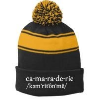 Camaraderie Definition Stripe Pom Pom Beanie